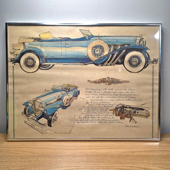 Other - Ken Dallison 1929 Duesenberg J Phaeton Body 20" x 15" Signed‎ Framed Print
